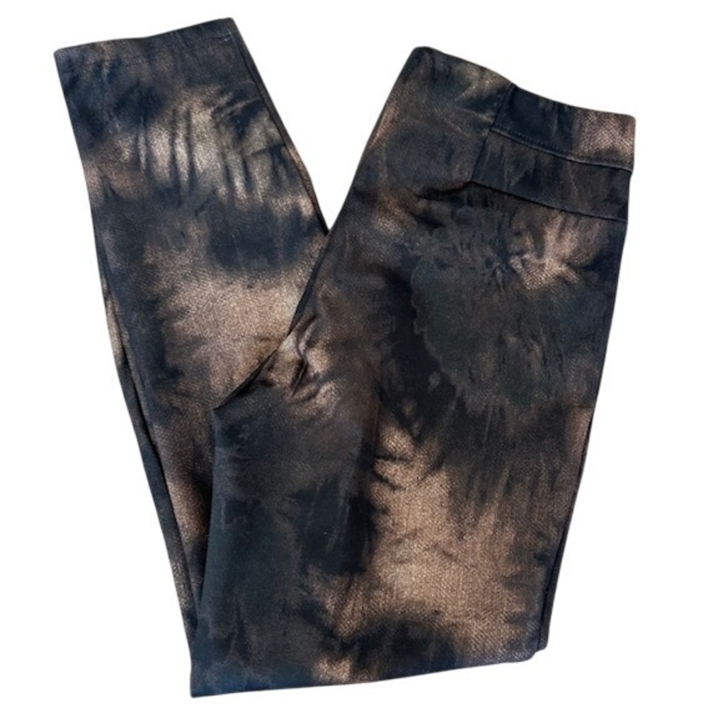 NWT Wonderly Women's Flex Stretch Dark Tie Dye Pull On Ponte Legging Pants L 32"
